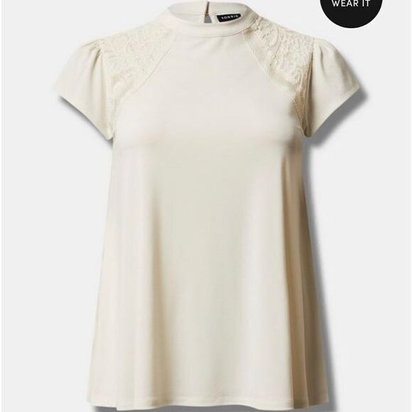 Torrid Studio Crepe Jersey Mock Neck
Lace Inset Top - Picture 4 of 4